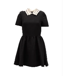 Black Mini Dress with Embellished Collar