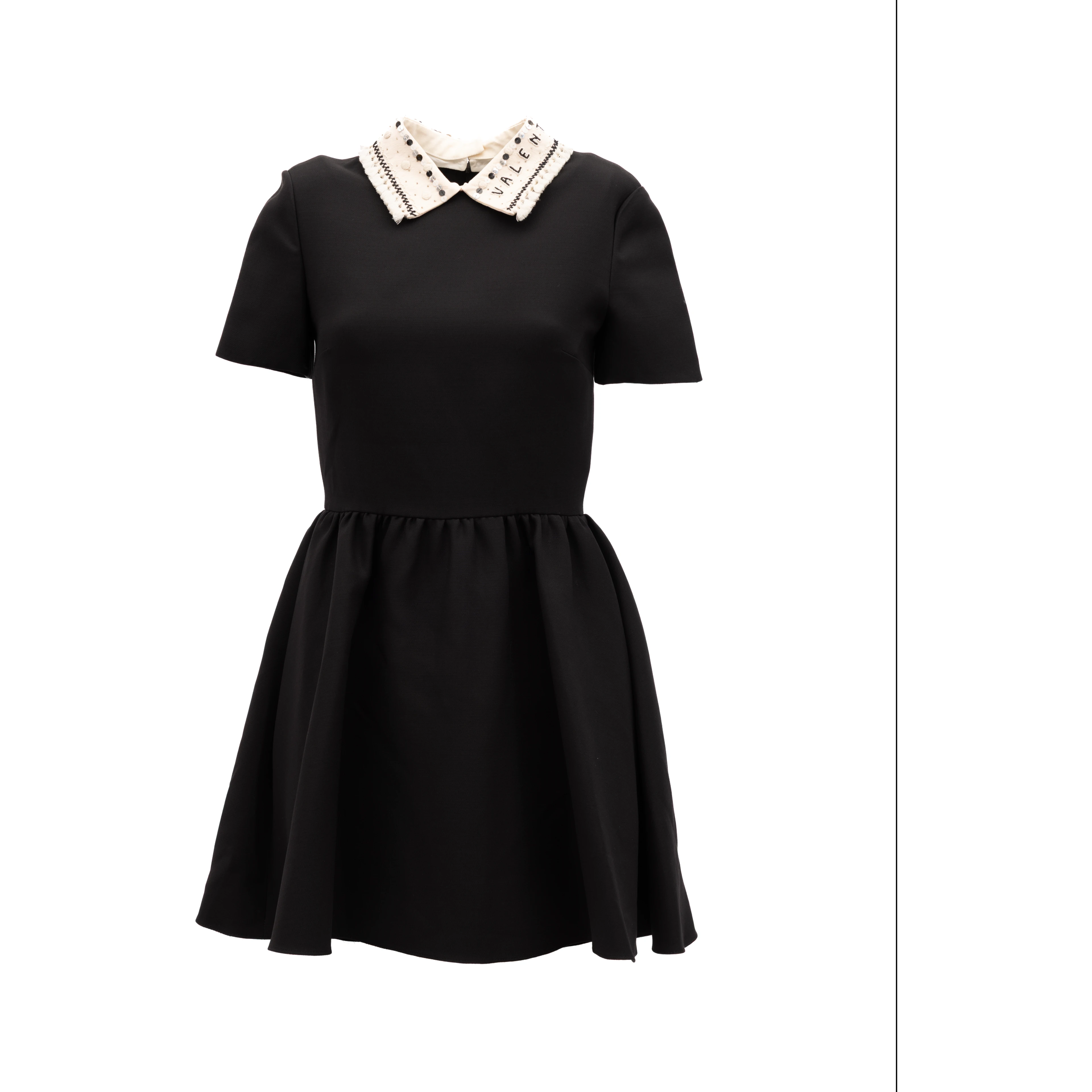 Black Mini Dress with Embellished Collar