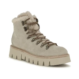 Beige Calf Leather Bos Taurus Lace-Up Boots