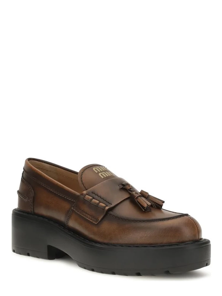 Brown Calf Leather Bos Taurus Platform Loafers alternative