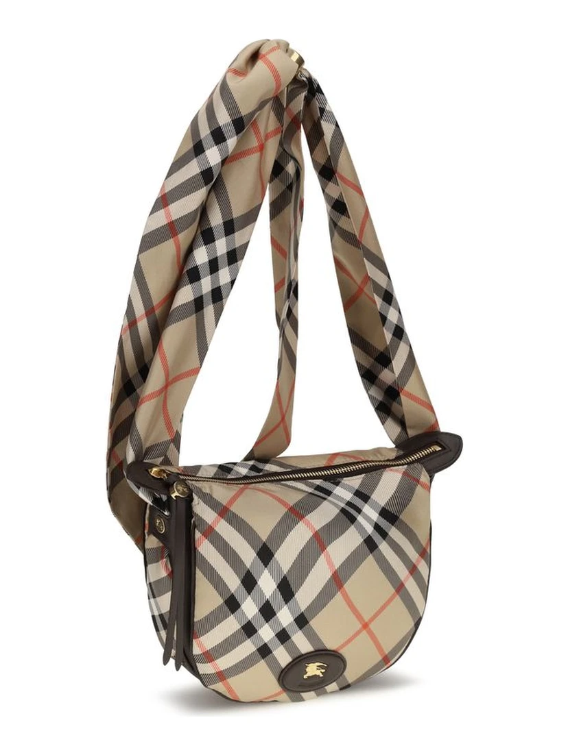 Beige Silk Shoulder Bag