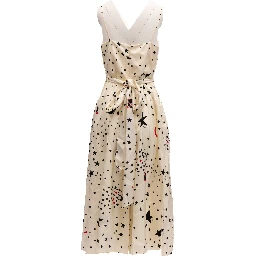 Midi Cream With Black And Red Stars Dress