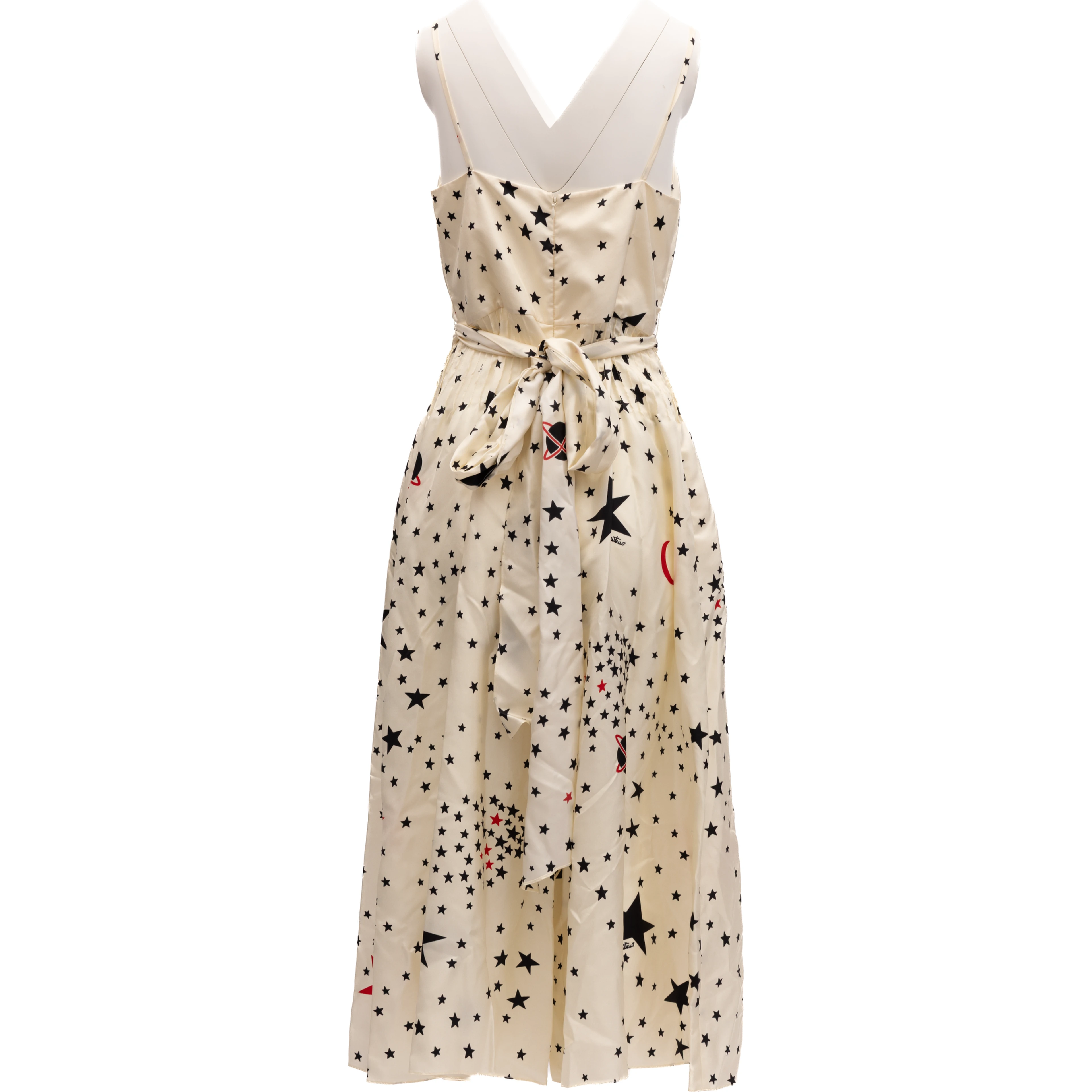 Midi Cream With Black And Red Stars Dress