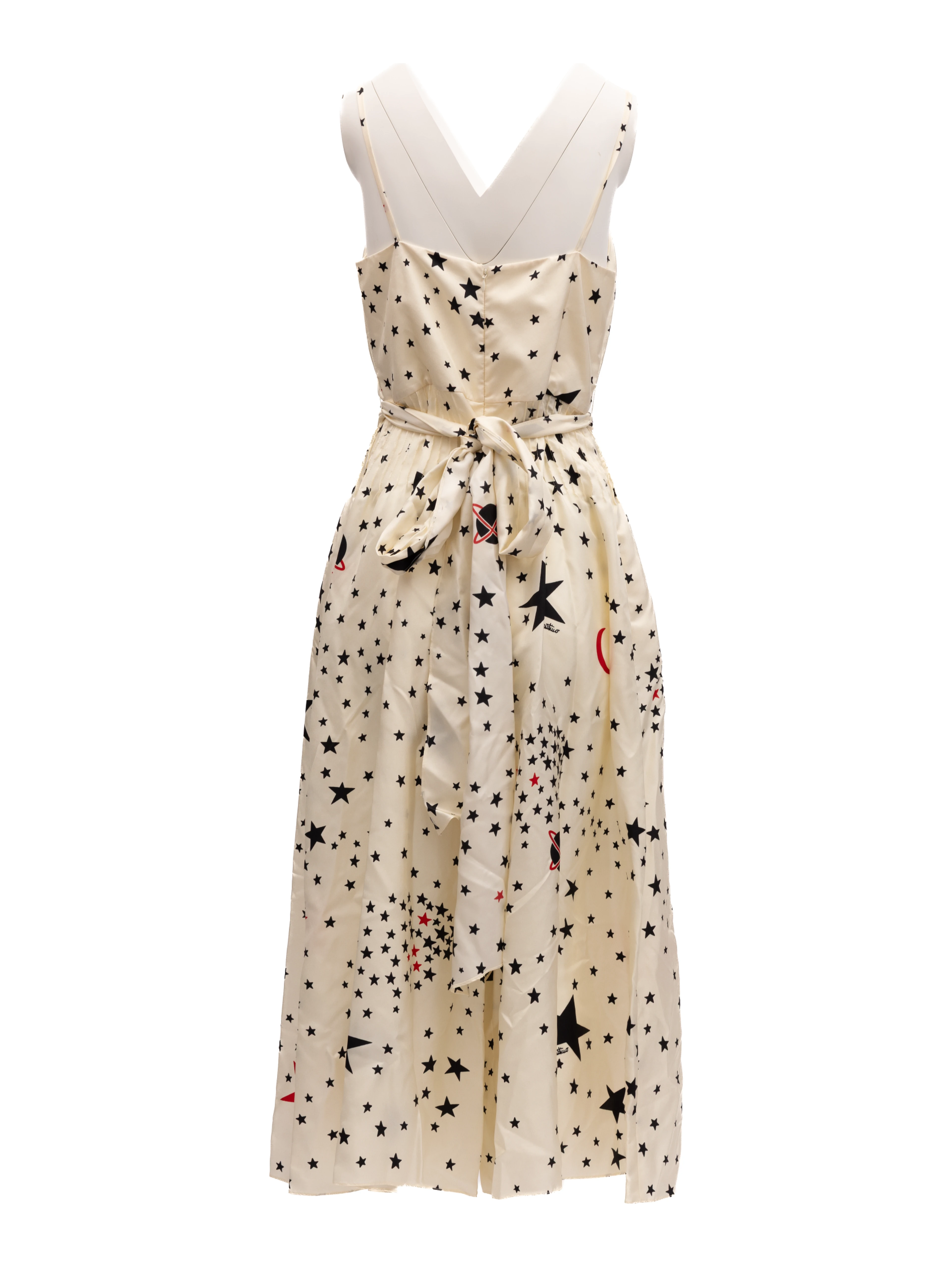 Midi Cream With Black And Red Stars Dress