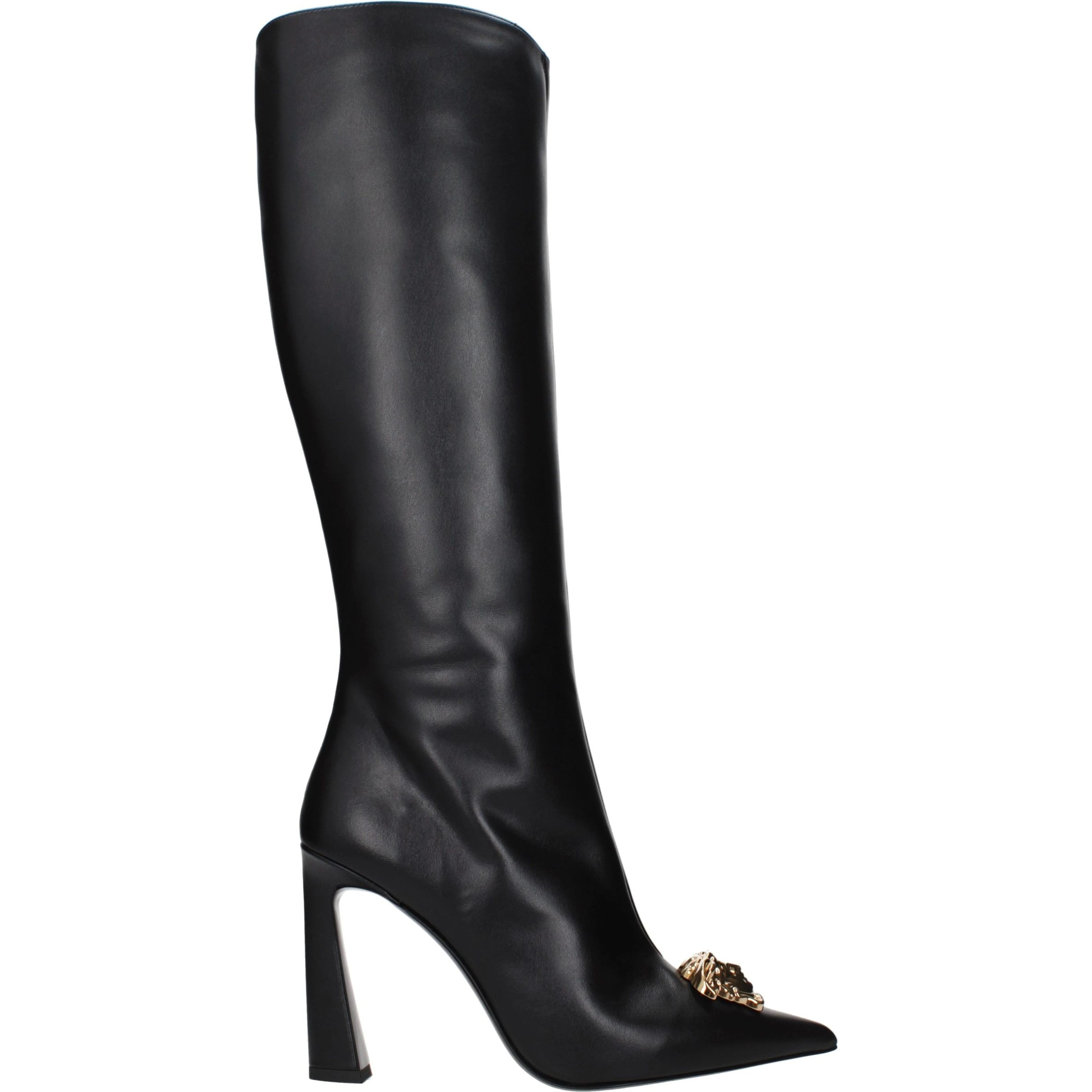 Black Leather High Heel Boots