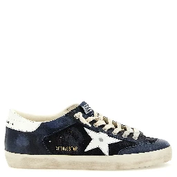 Blue Cowhide Low Top Sneakers