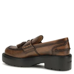 Brown Calf Leather Bos Taurus Platform Loafers