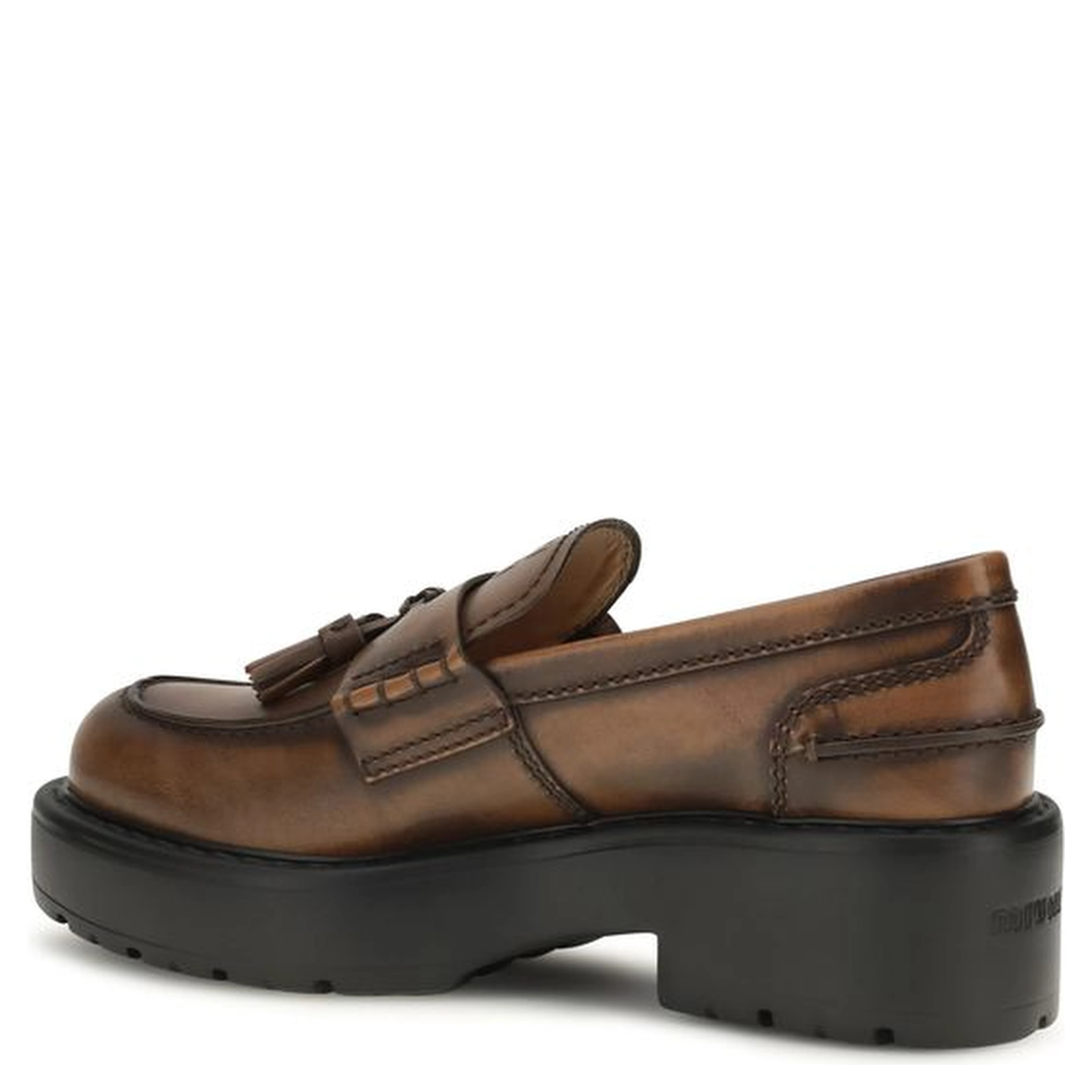 Brown Calf Leather Bos Taurus Platform Loafers