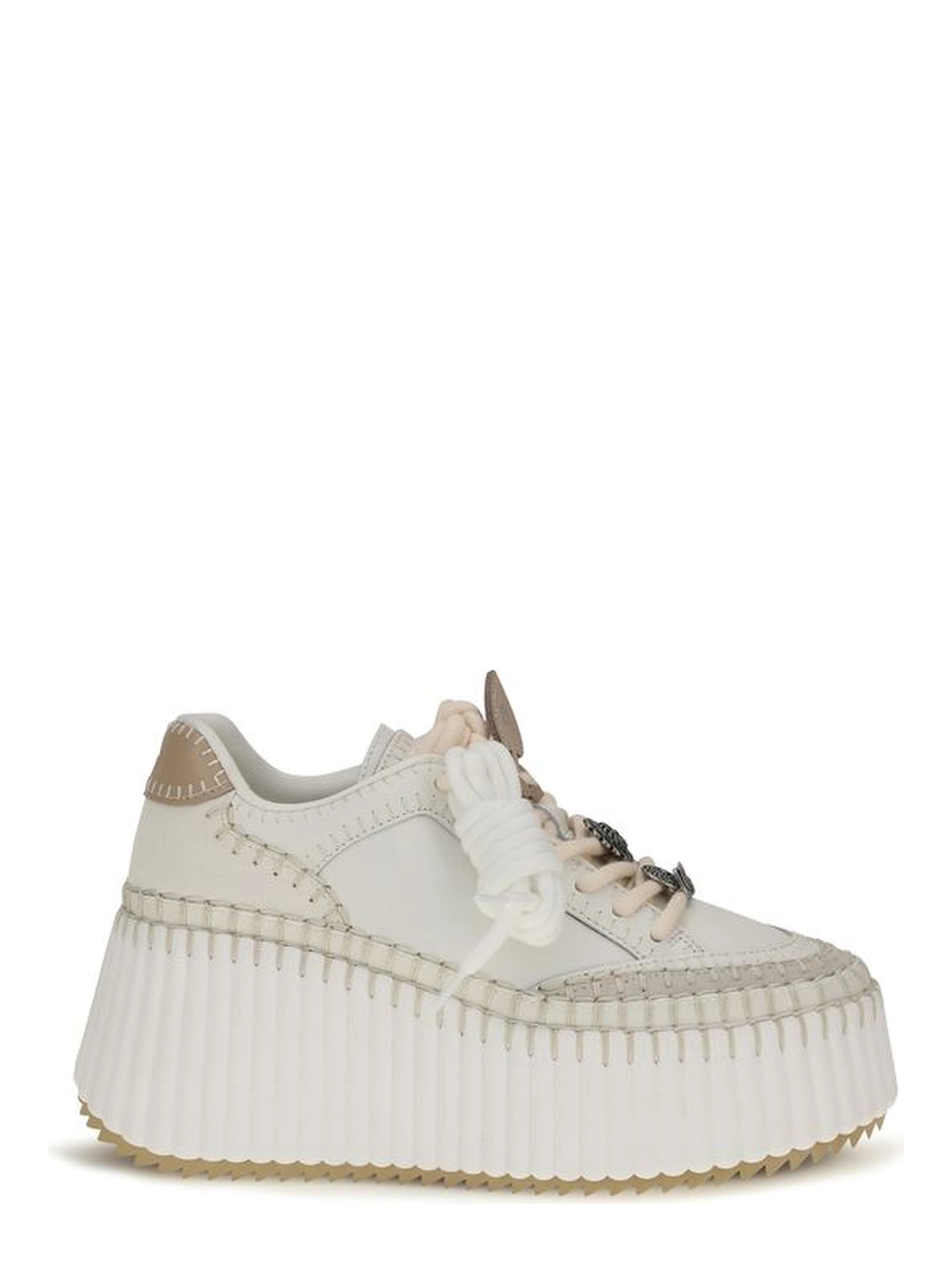 White Calf Leather Bos Taurus Platform Sneakers