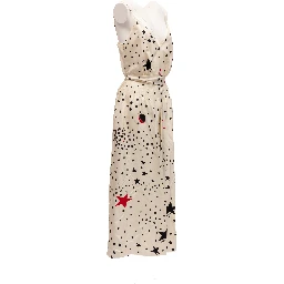 Midi Cream With Black And Red Stars Dress