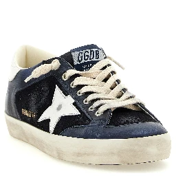 Blue Cowhide Low Top Sneakers