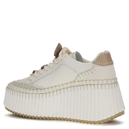White Calf Leather Bos Taurus Platform Sneakers