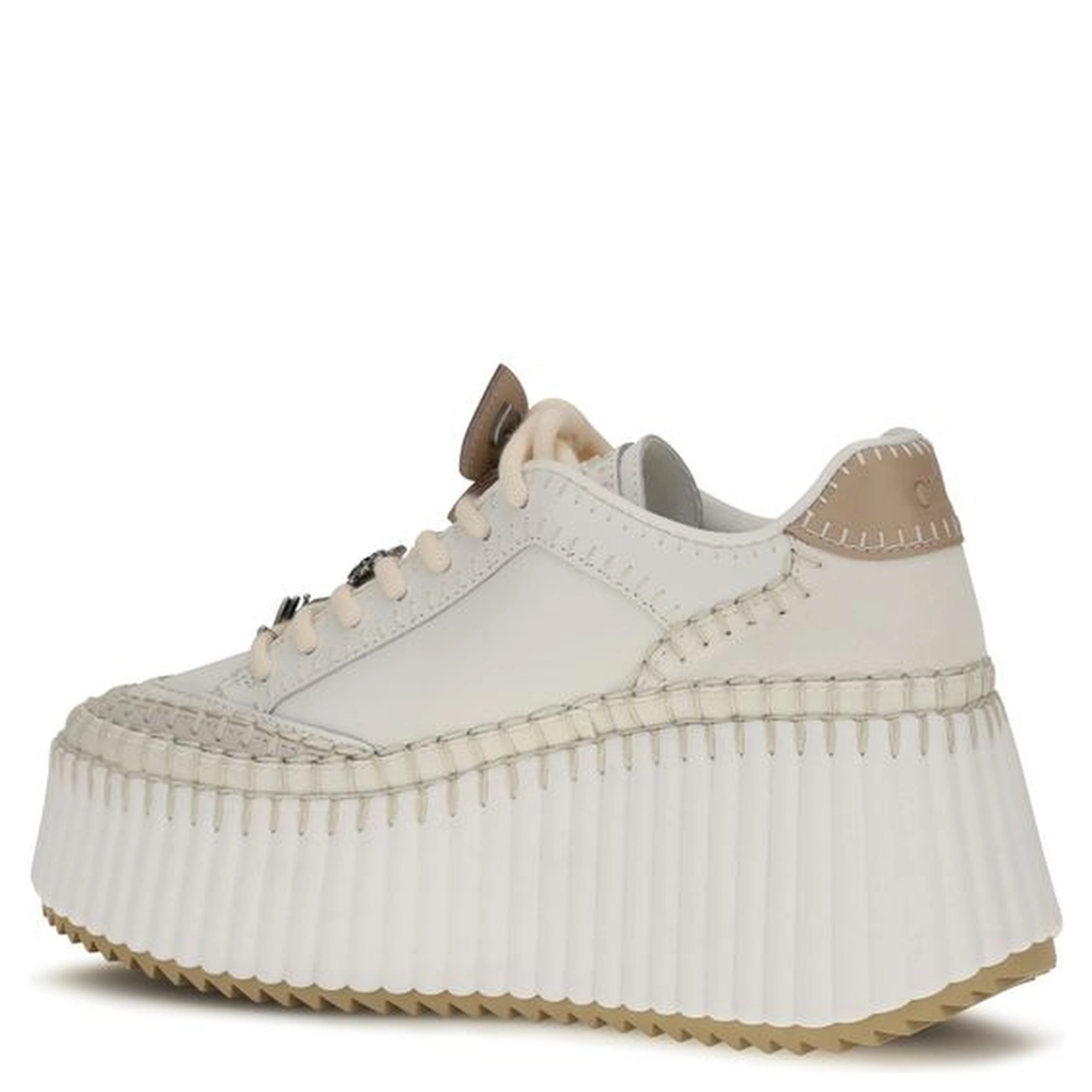 White Calf Leather Bos Taurus Platform Sneakers