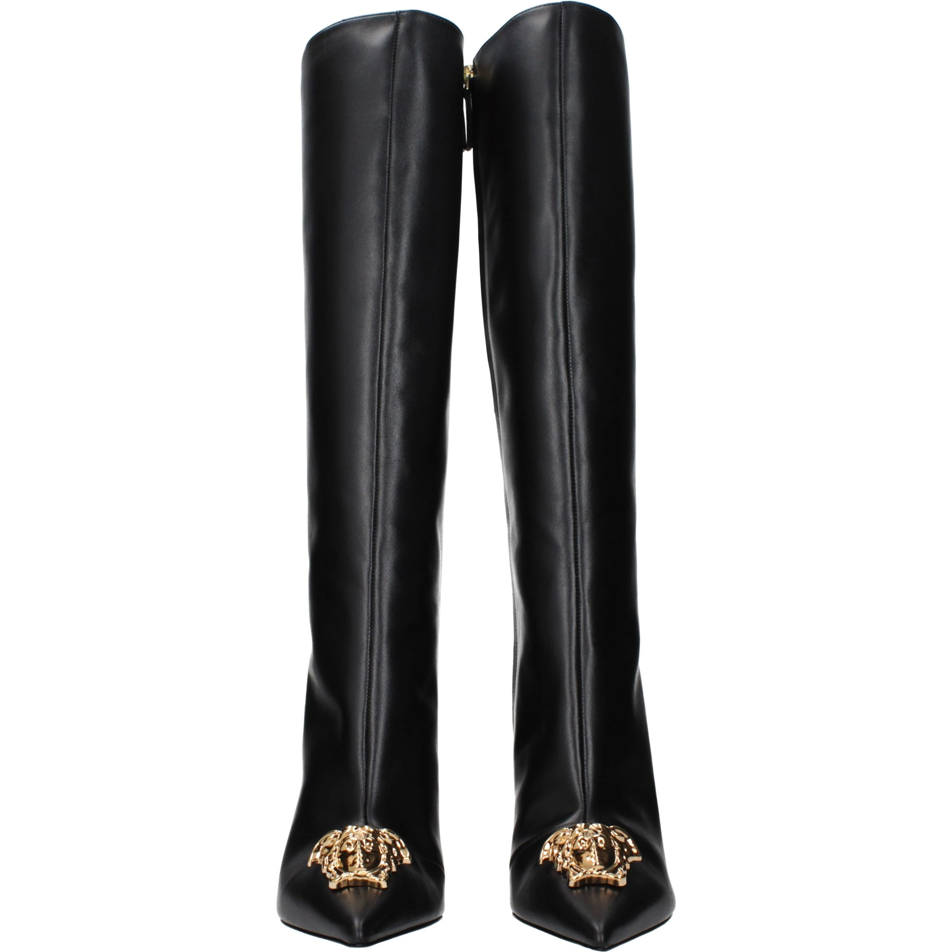 Black Leather High Heel Boots