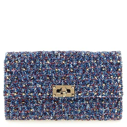 Blue Polyester Crossbody Bag