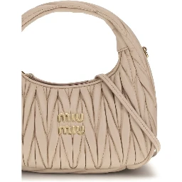 Beige Calf Leather Bos Taurus Handbag