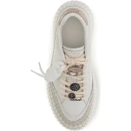White Calf Leather Bos Taurus Platform Sneakers