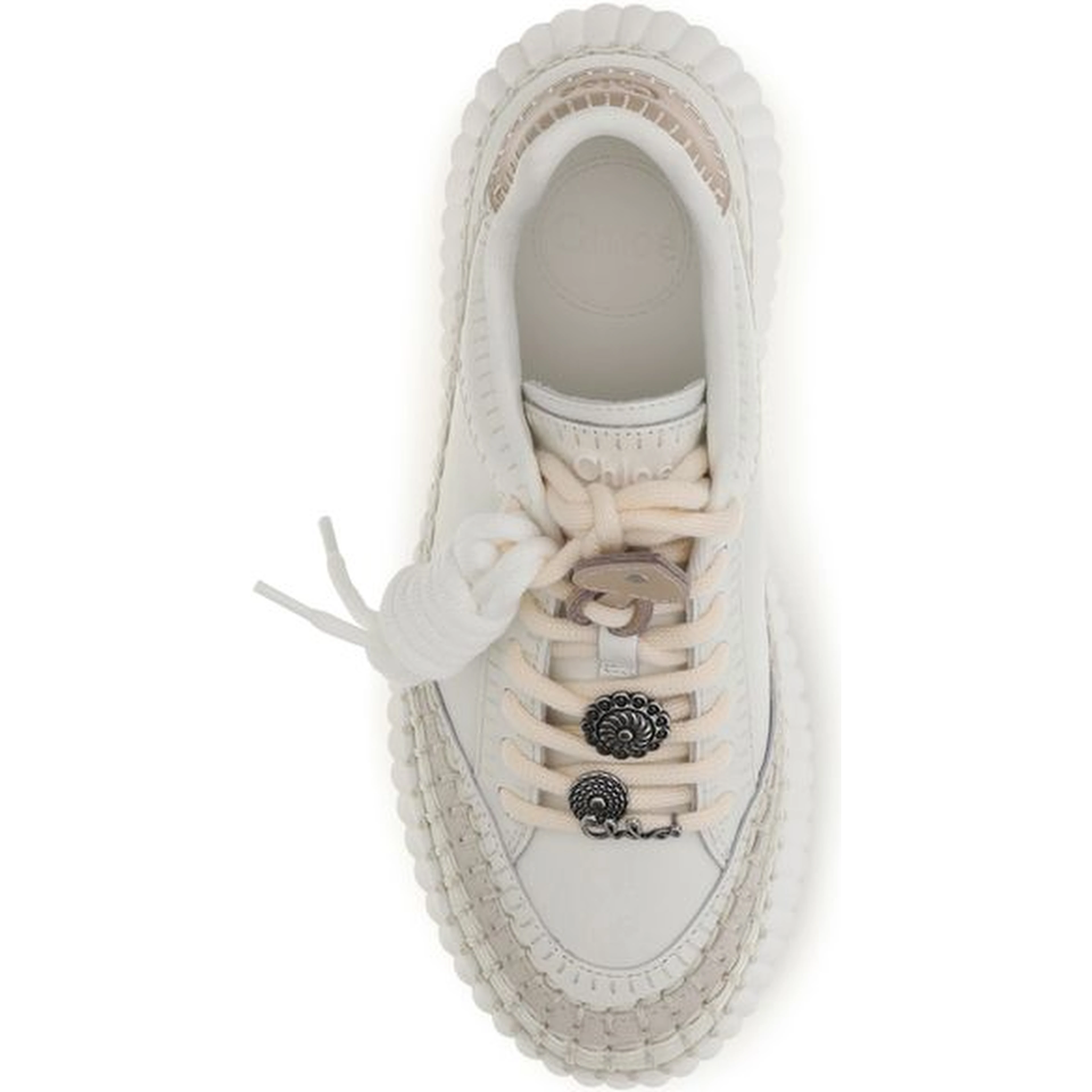 White Calf Leather Bos Taurus Platform Sneakers