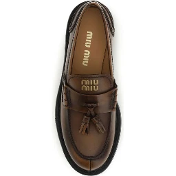 Brown Calf Leather Bos Taurus Platform Loafers
