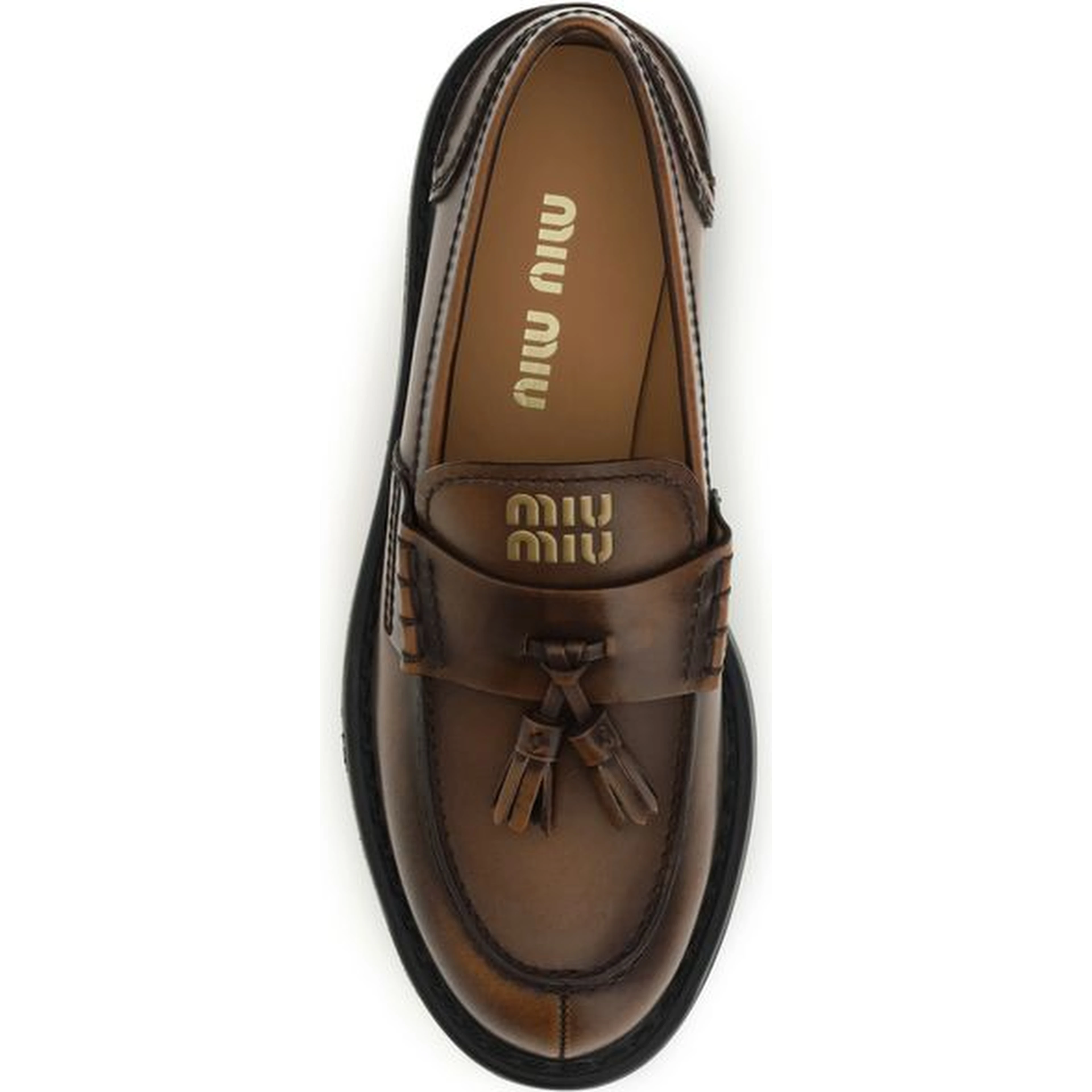 Brown Calf Leather Bos Taurus Platform Loafers