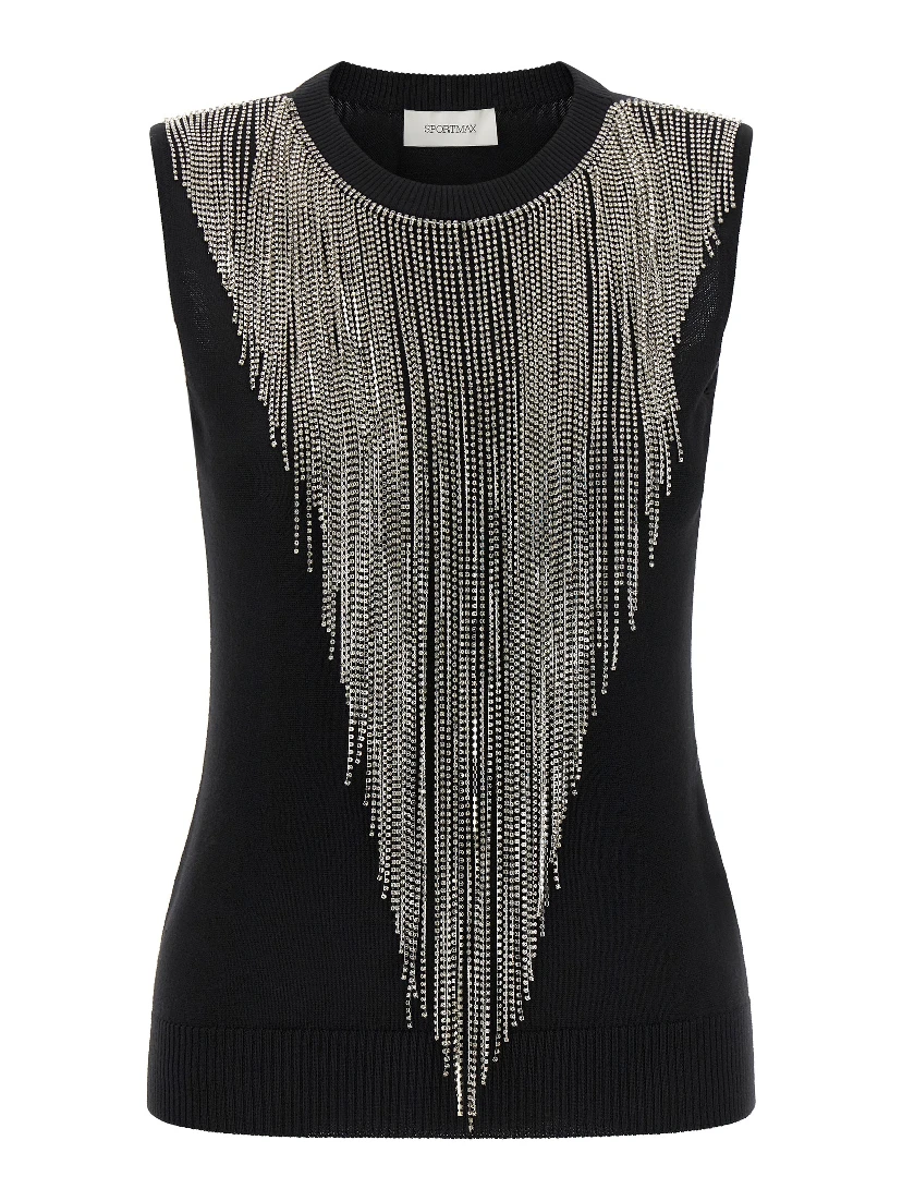 Black Virgin Wool Tank Tops