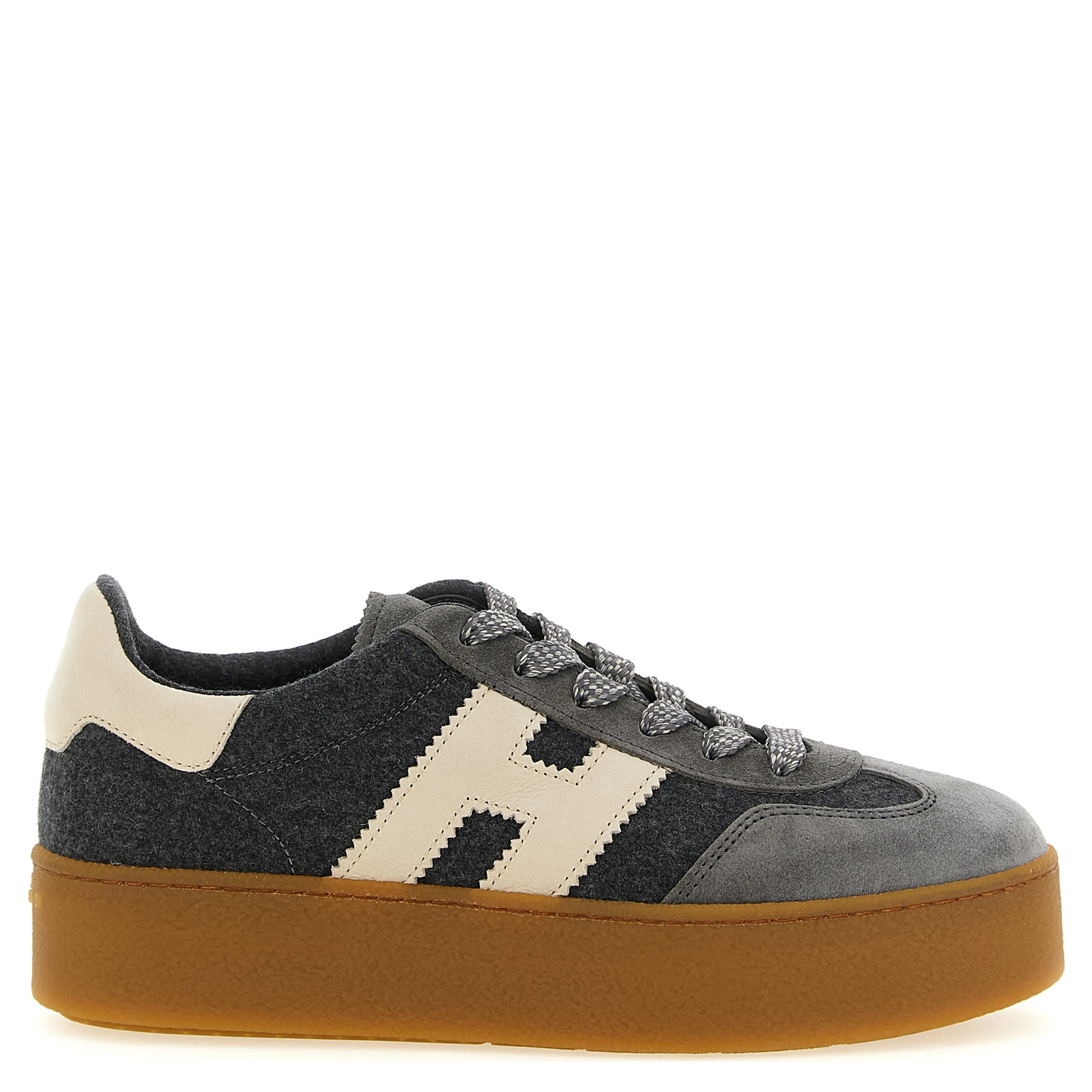 Gray Wool Platform Sneakers