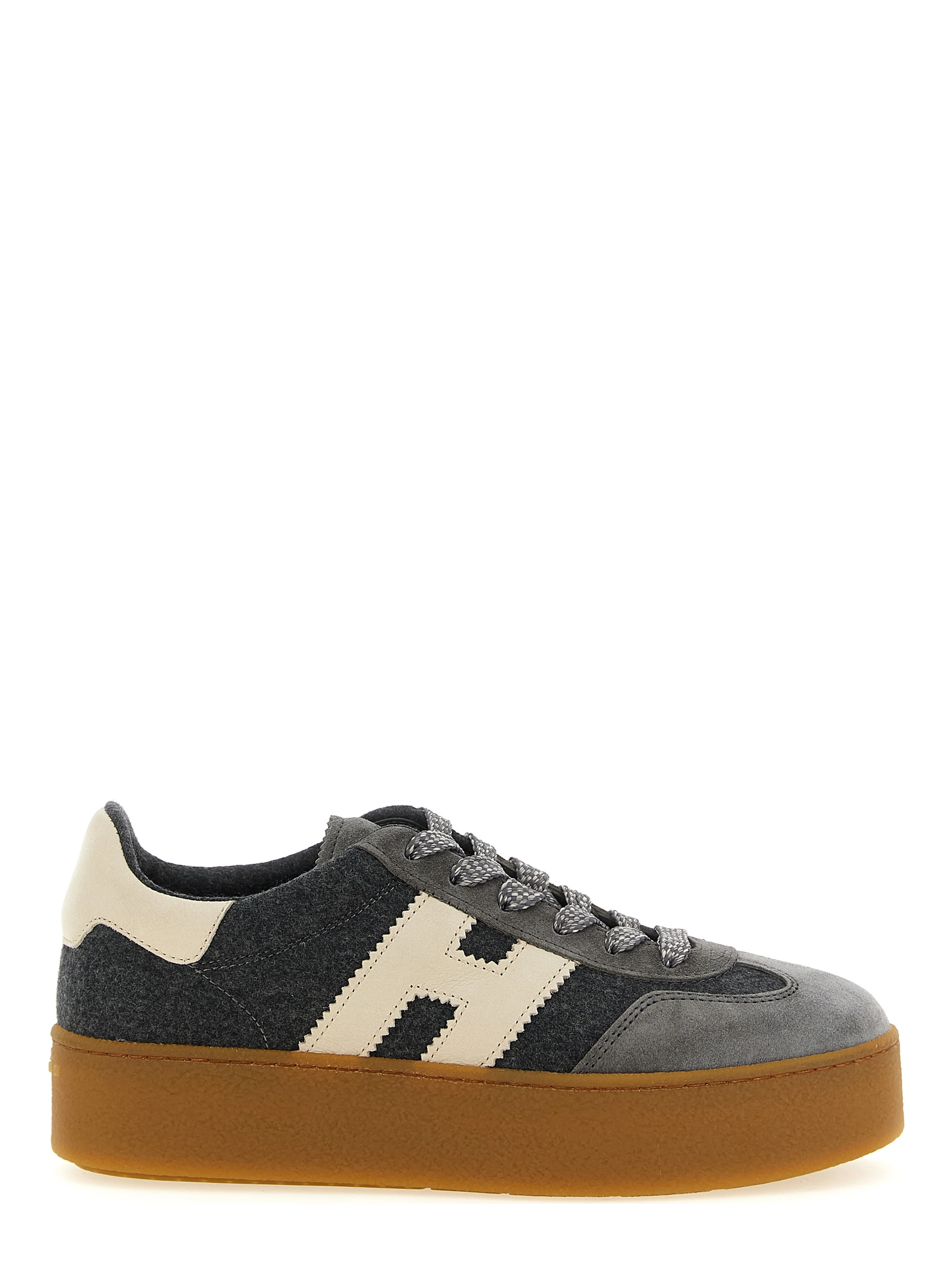 Gray Wool Platform Sneakers