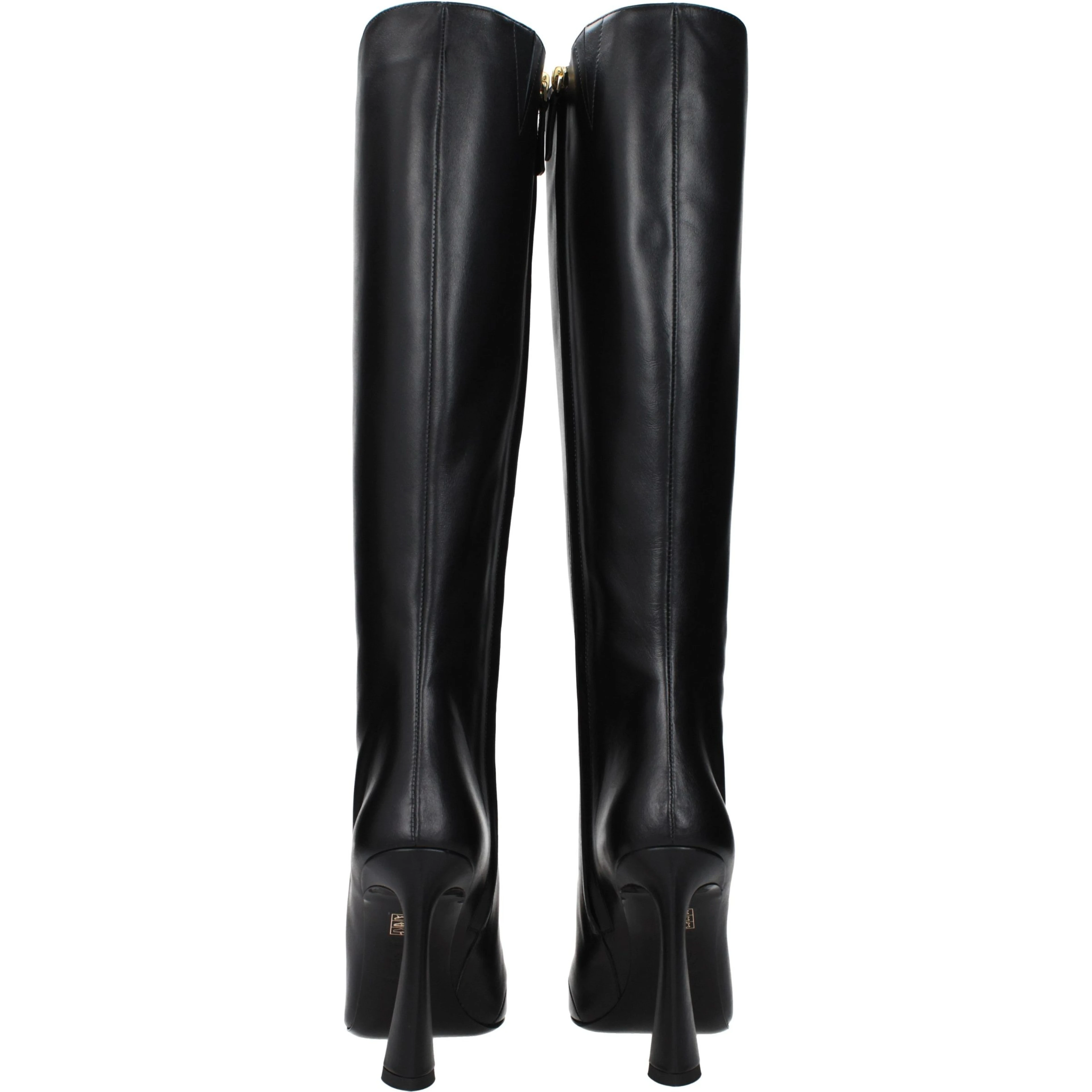 Black Leather High Heel Boots