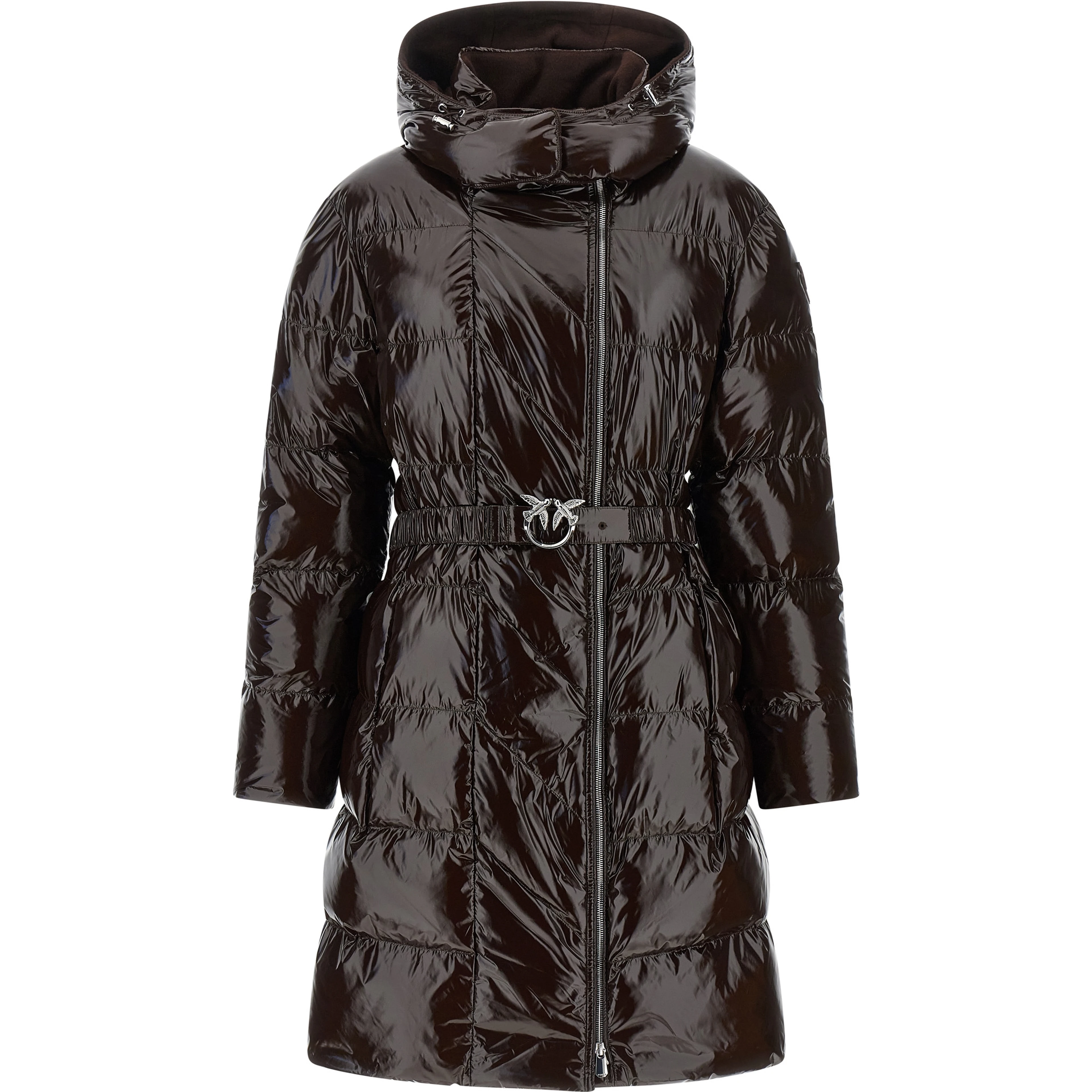 Brown Polyamide Full-Length Jacket