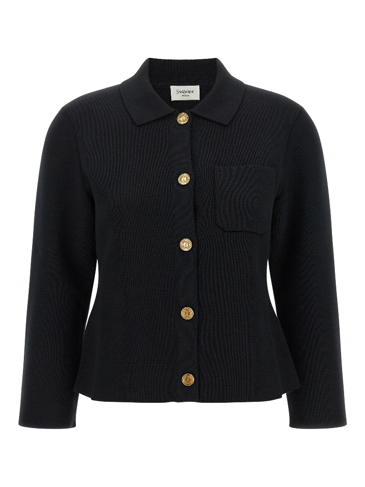 Black Wool Cardigan