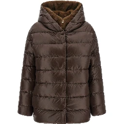 Brown Polyamide Full-Length Jacket