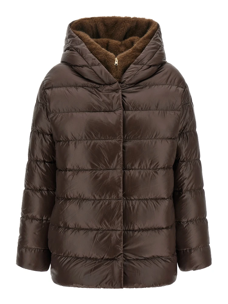 Brown Polyamide Full-Length Jacket