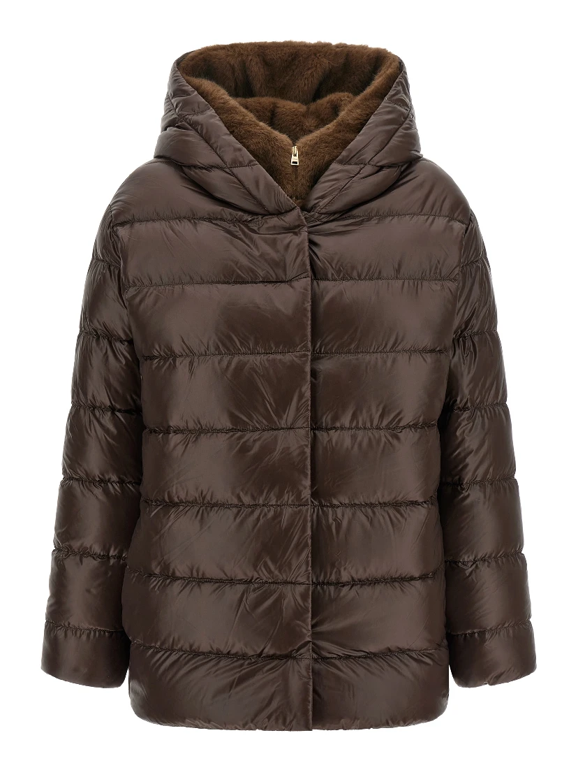 Brown Polyamide Full-Length Jacket