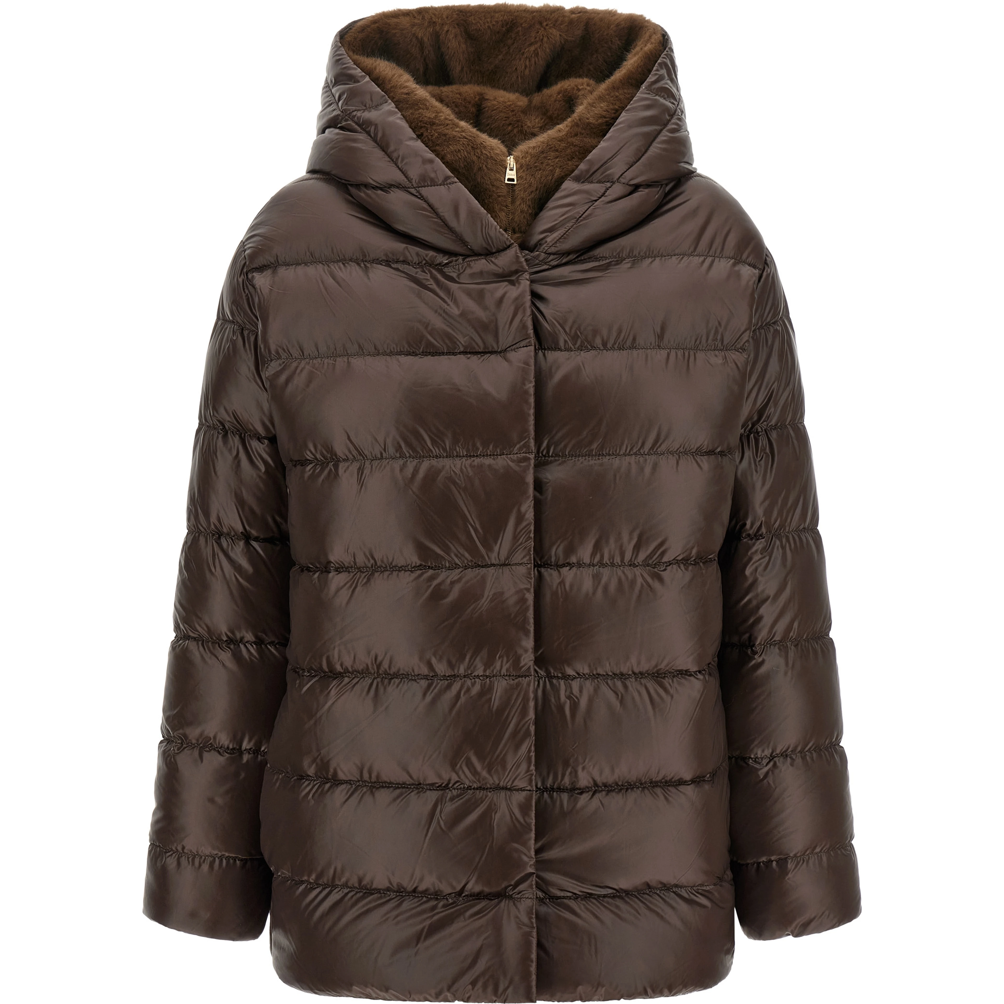 Brown Polyamide Full-Length Jacket