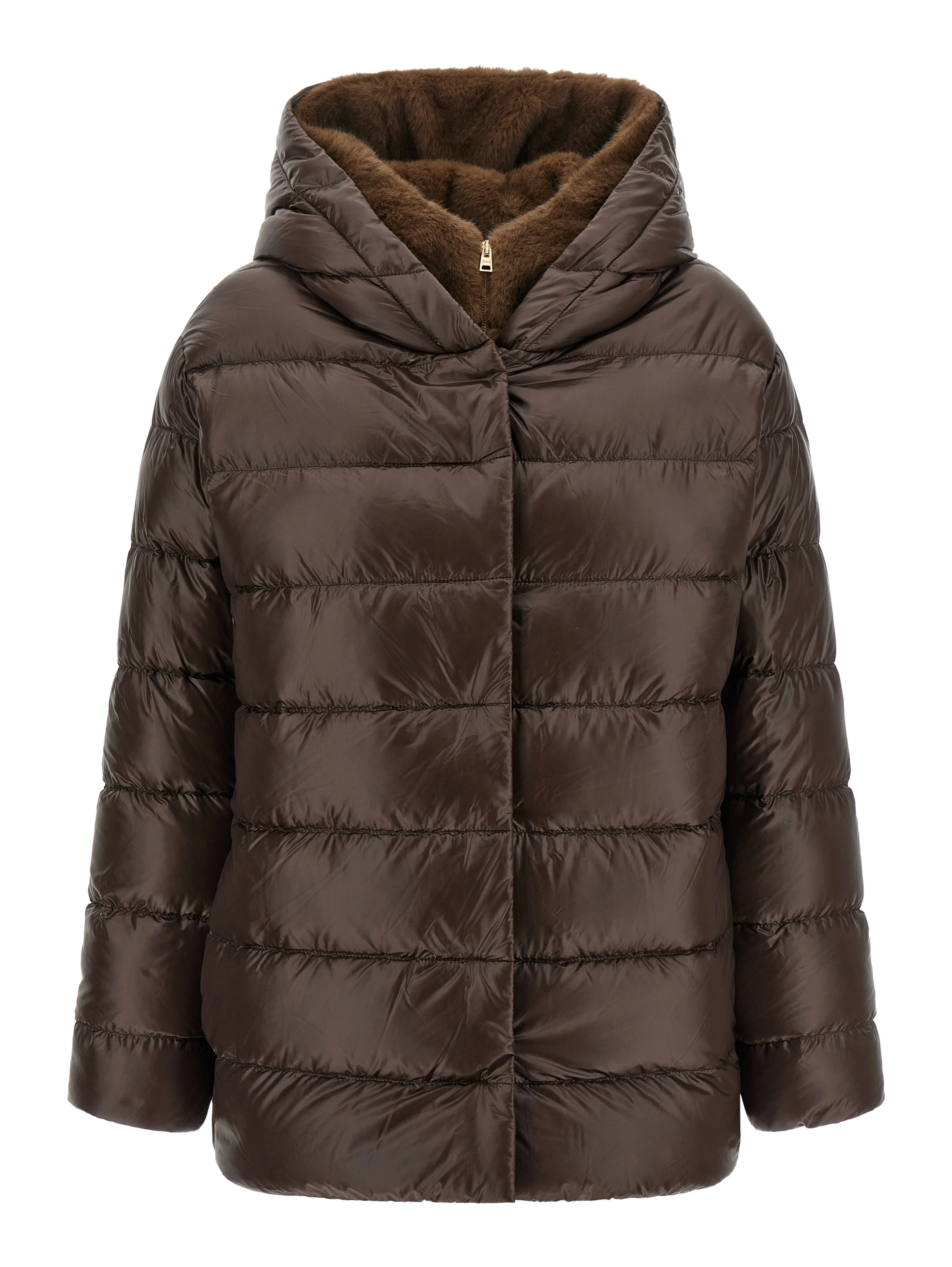 Brown Polyamide Full-Length Jacket