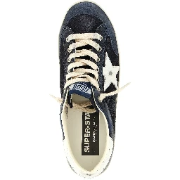 Blue Cowhide Low Top Sneakers