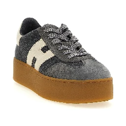 Gray Wool Platform Sneakers