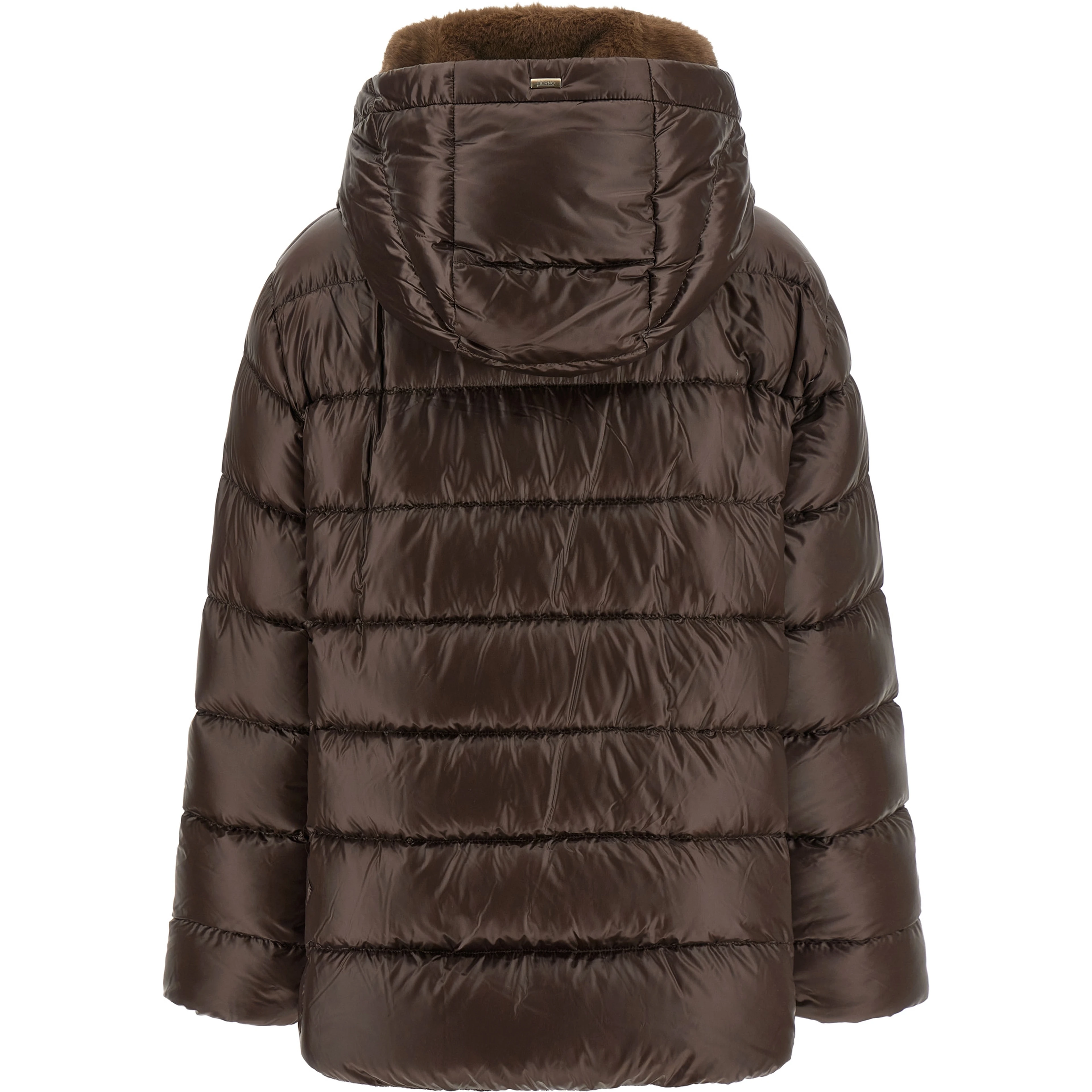 Brown Polyamide Full-Length Jacket