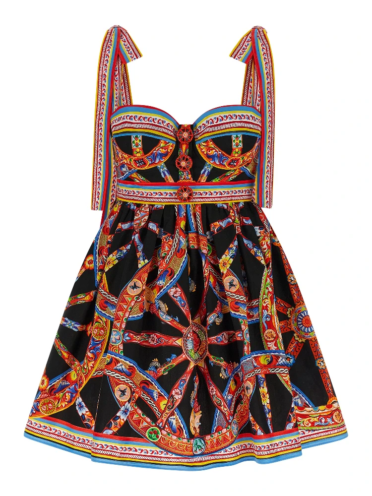 Multicolor Cotton Short Dress
