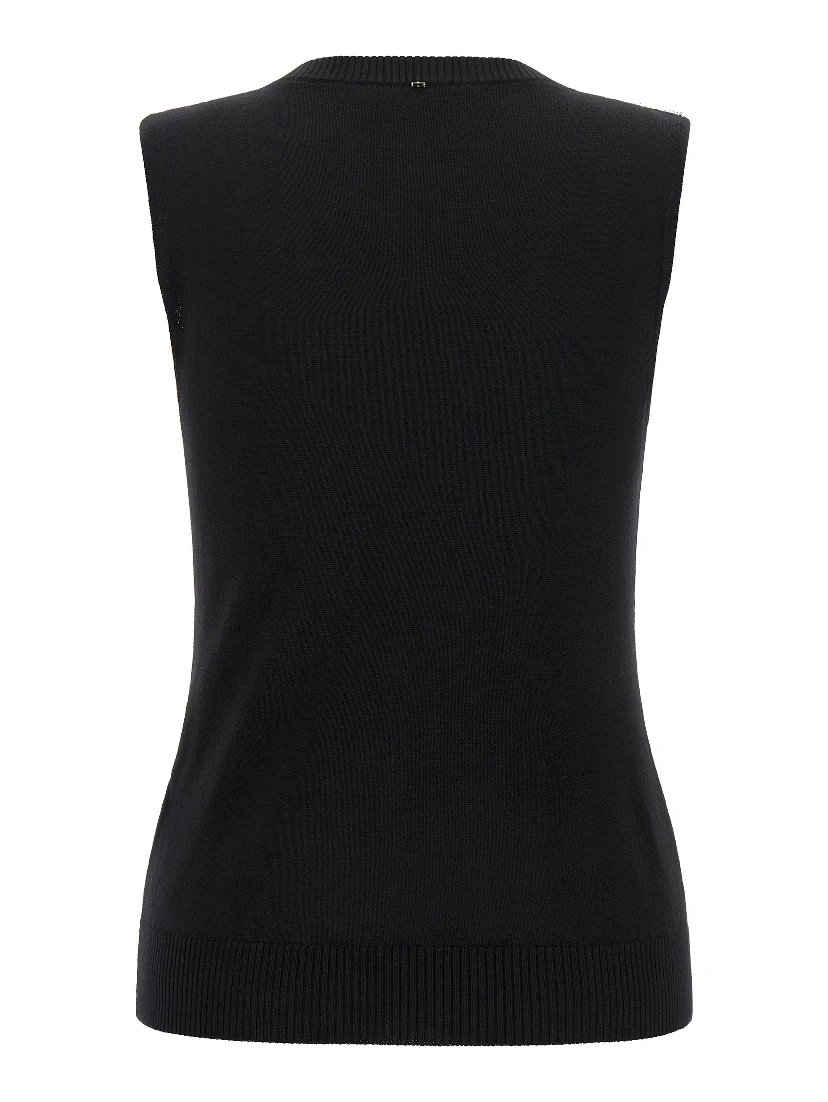 Black Virgin Wool Tank Tops