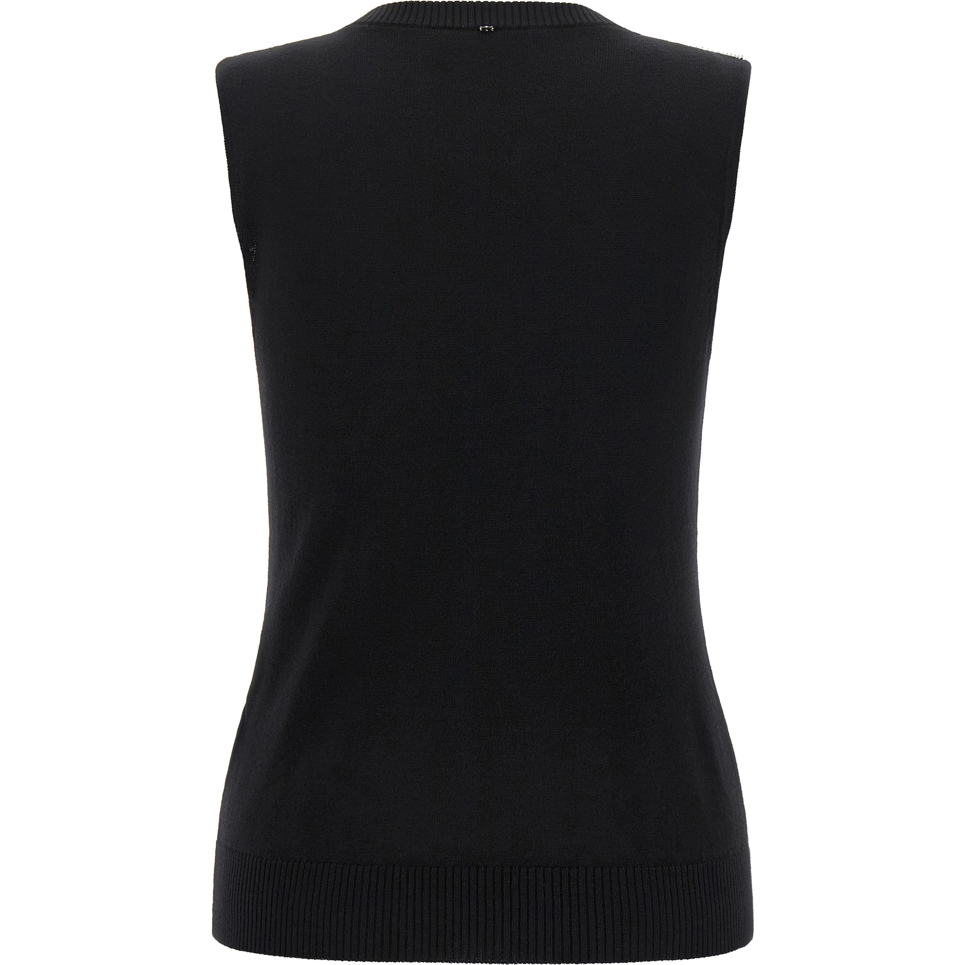 Black Virgin Wool Tank Tops