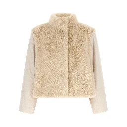 Beige Polyester Full-Length Jacket