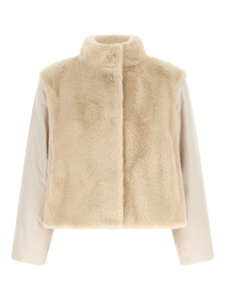 Beige Polyester Full-Length Jacket