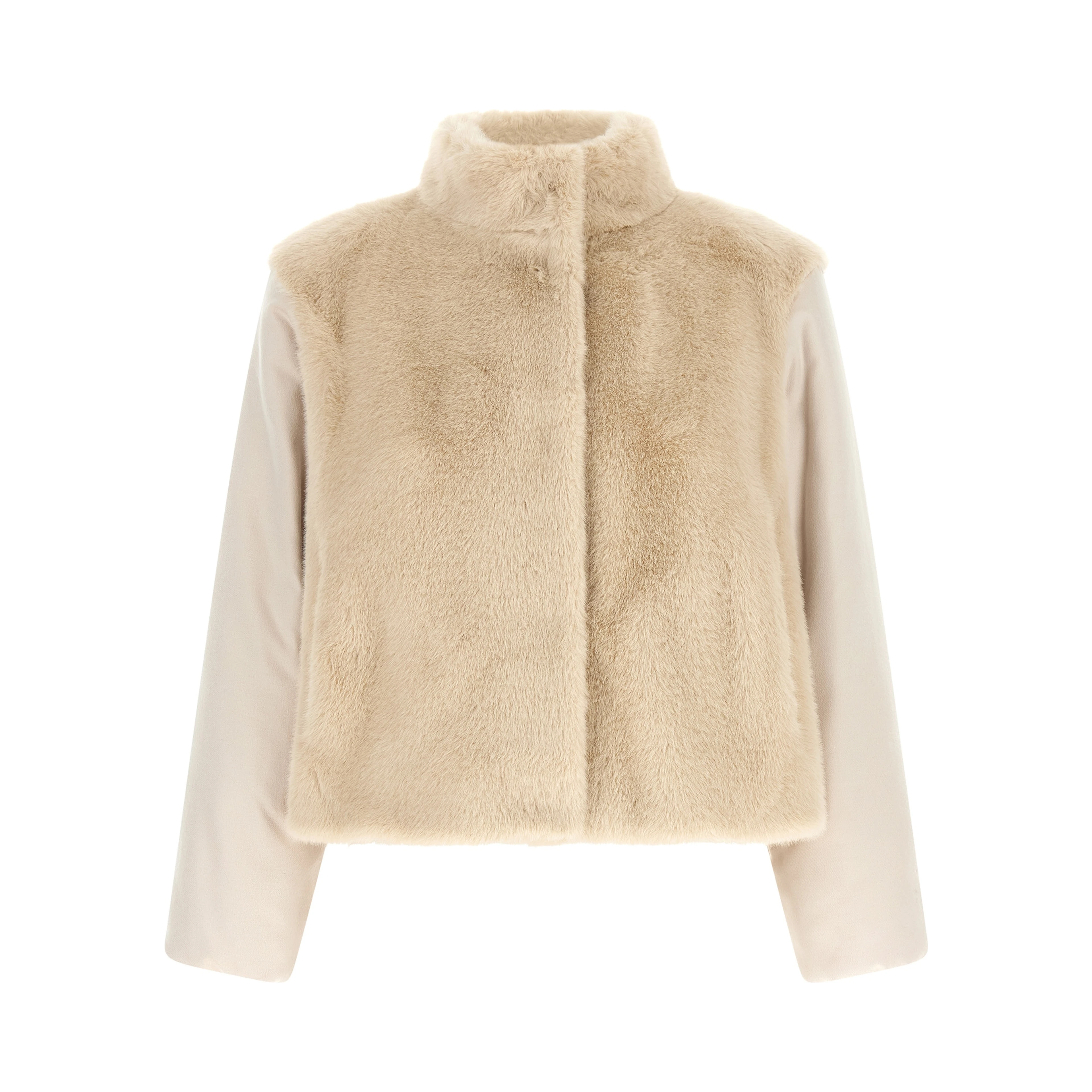 Beige Polyester Full-Length Jacket