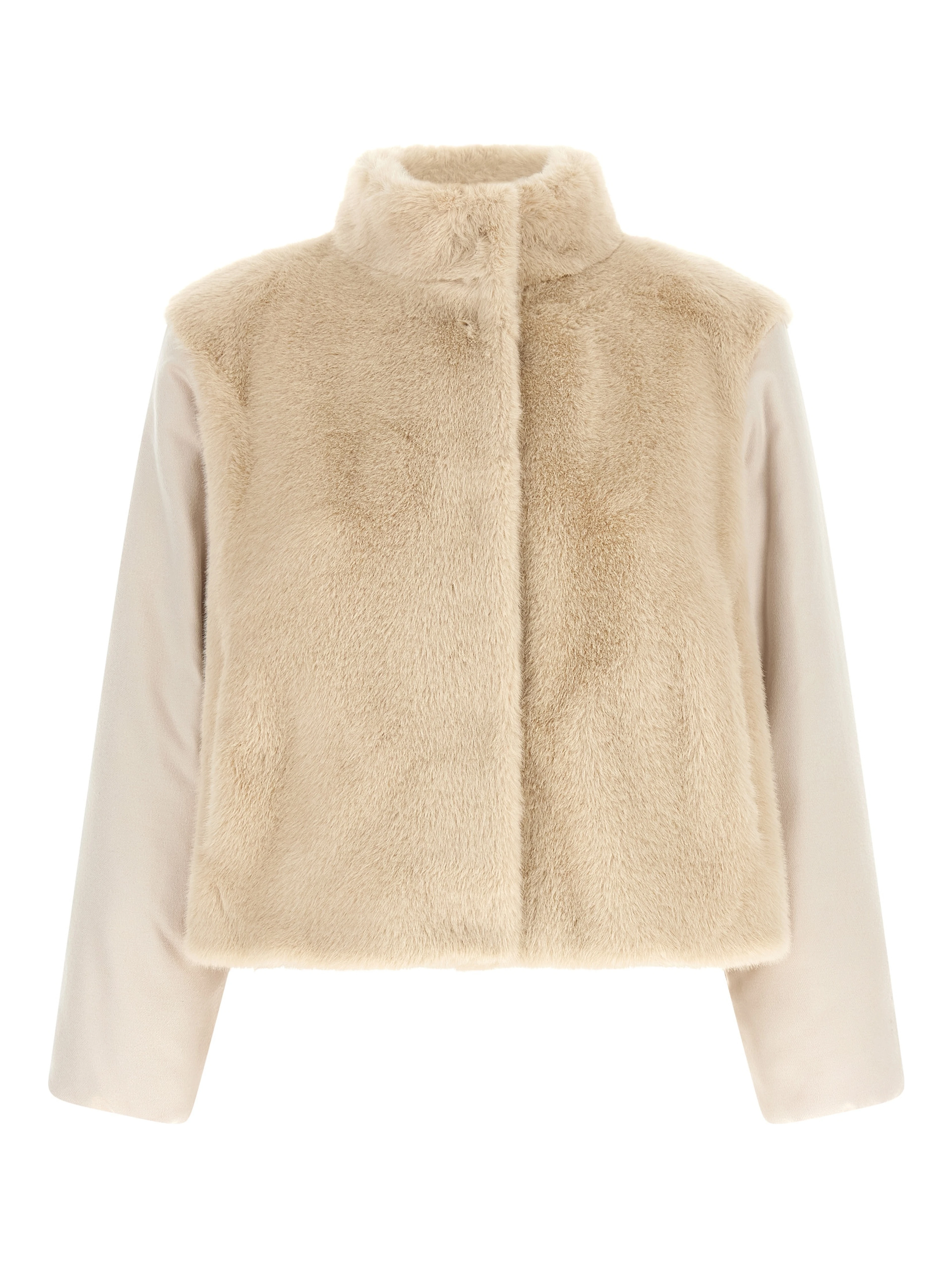Beige Polyester Full-Length Jacket