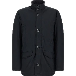 Blue Polyamide Full-Length Jacket