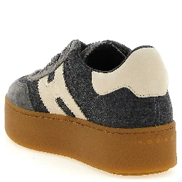 Gray Wool Platform Sneakers