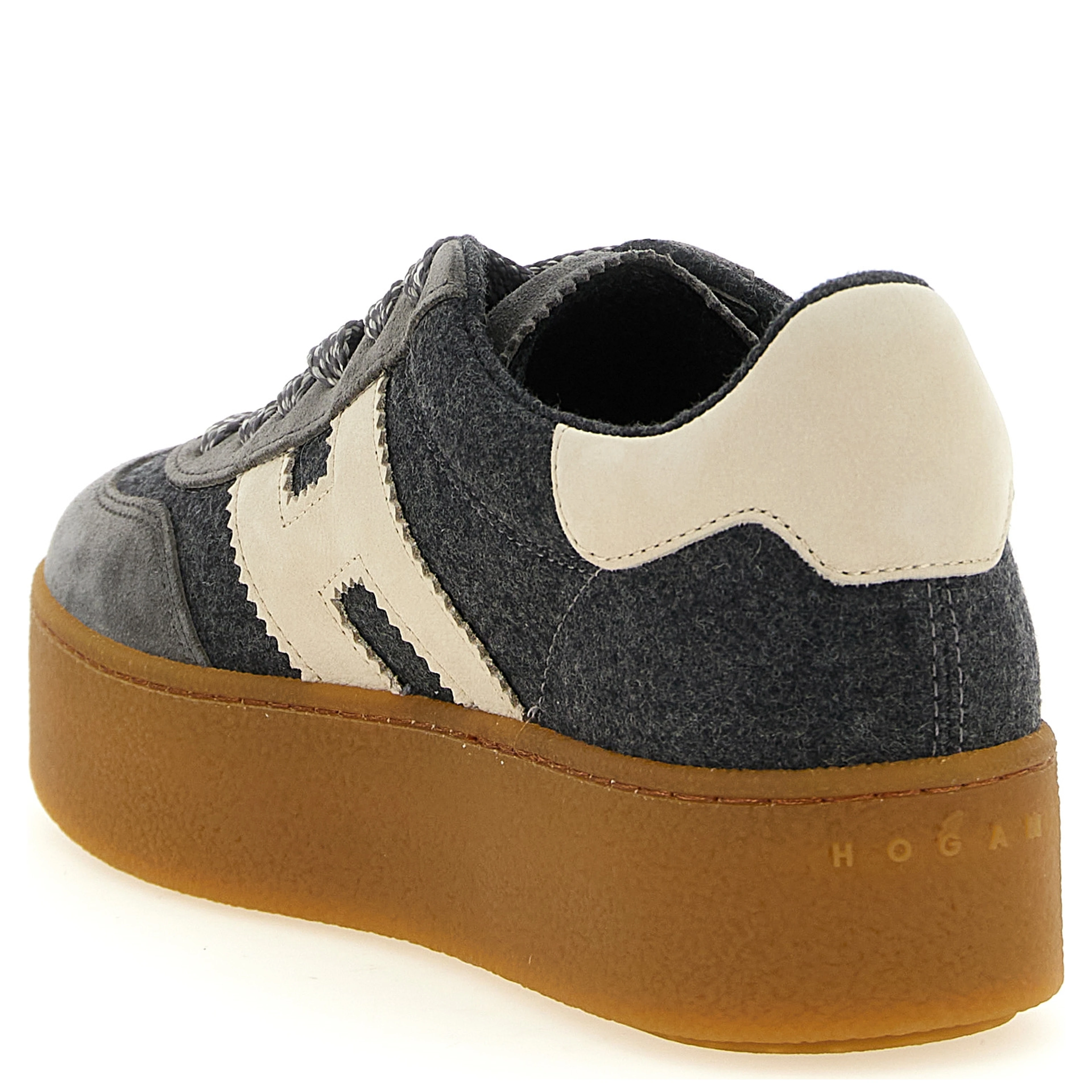 Gray Wool Platform Sneakers