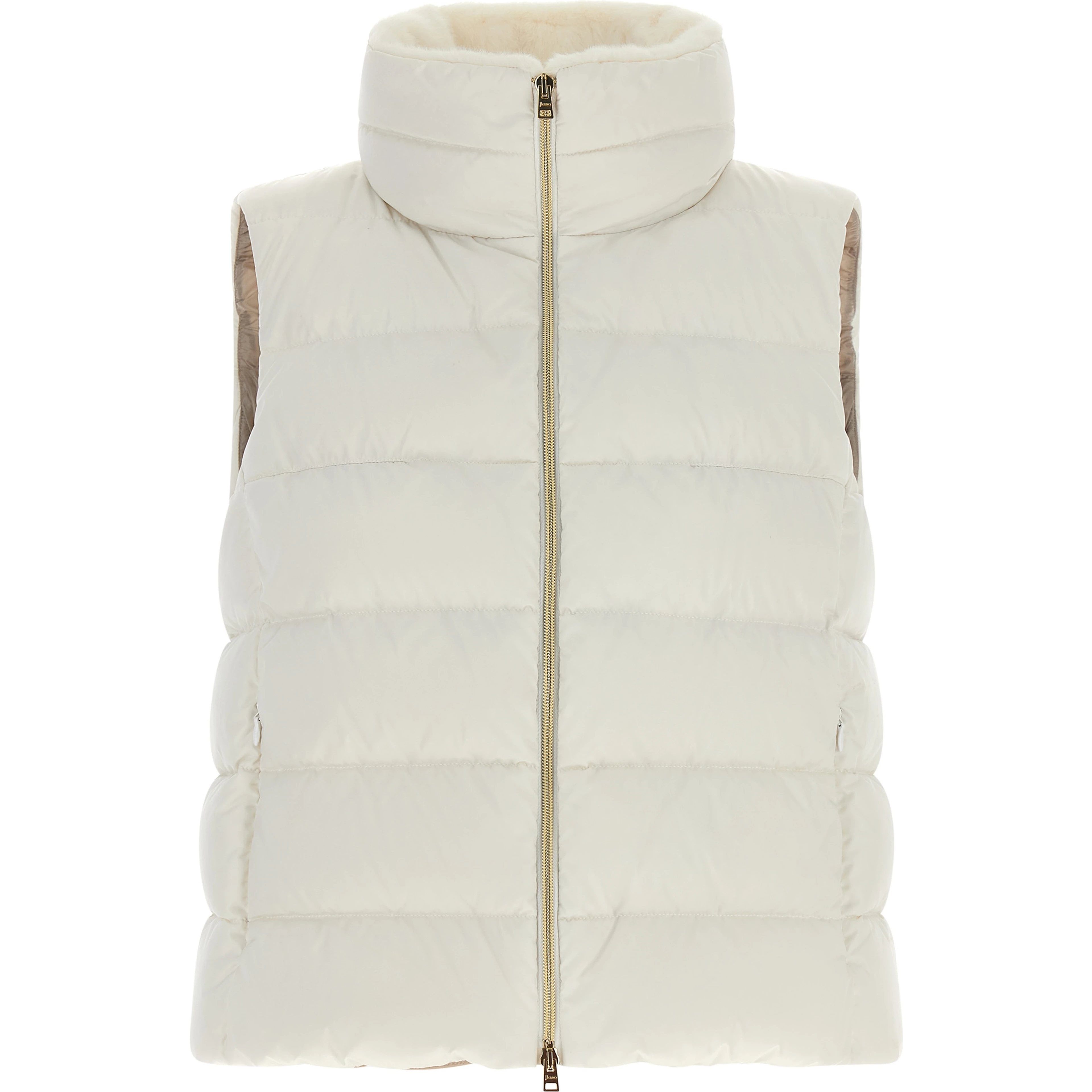 White Polyester Sleeveless Jacket