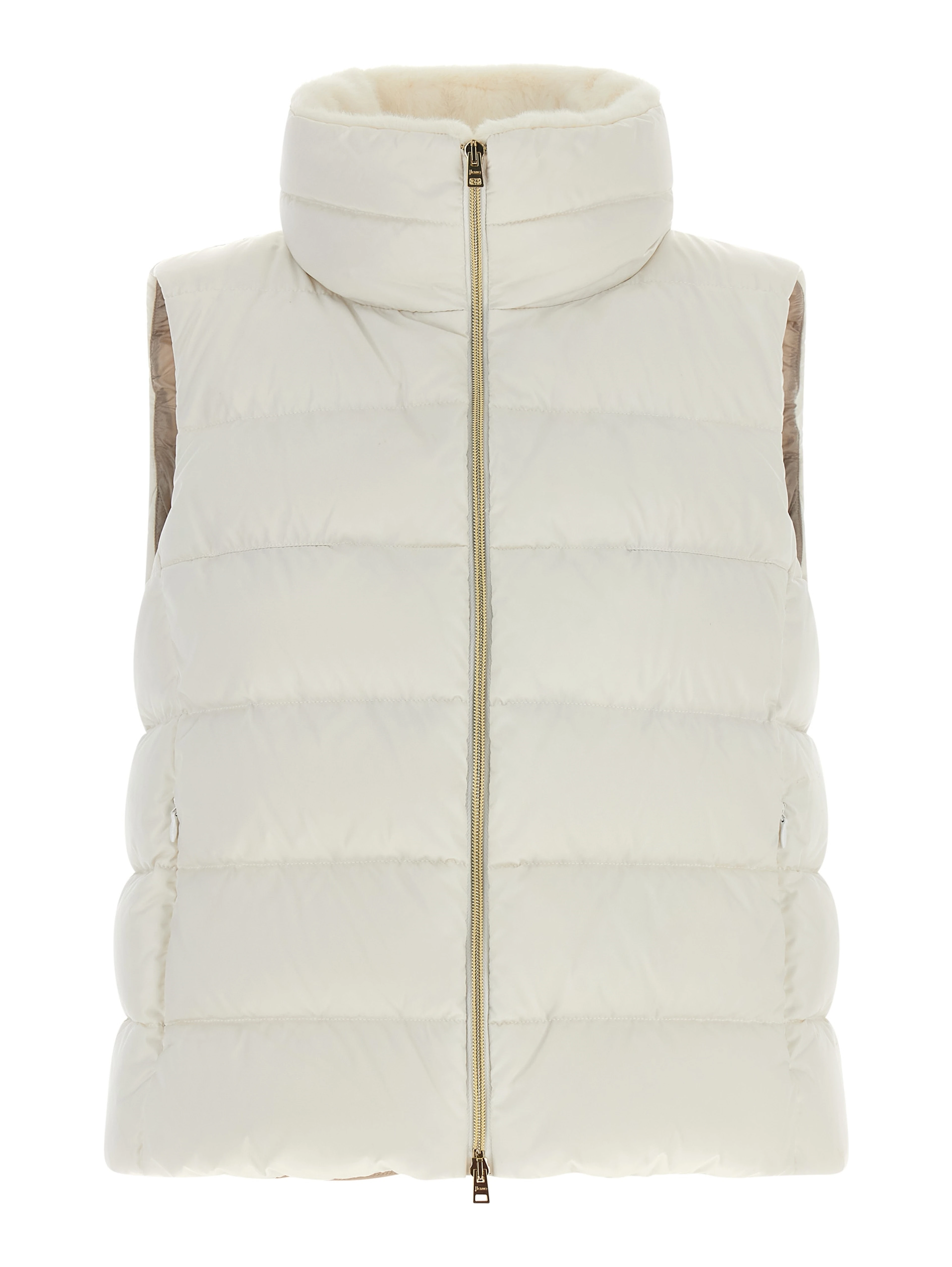 White Polyester Sleeveless Jacket